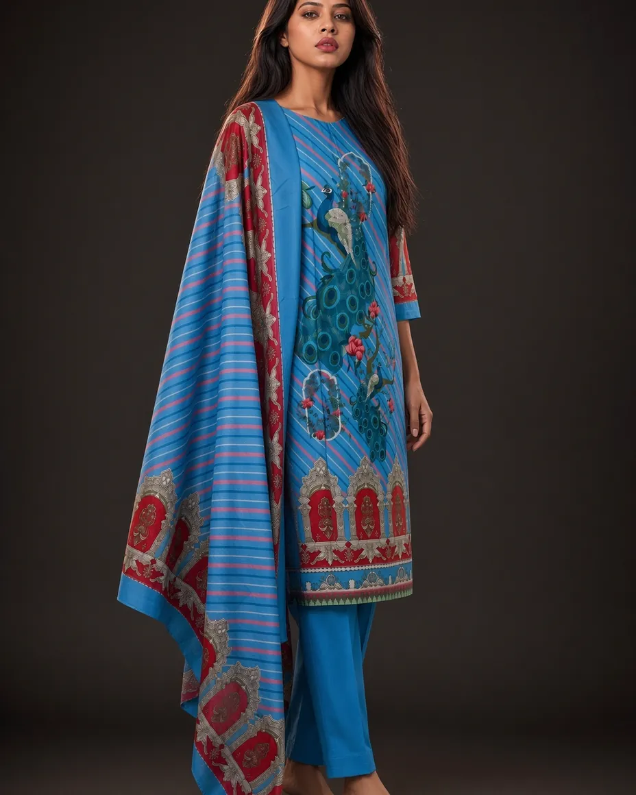 Azure Peacock Suit Set — detail 2