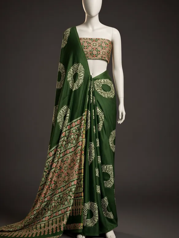 Forest Green Chakra Saree — the piece