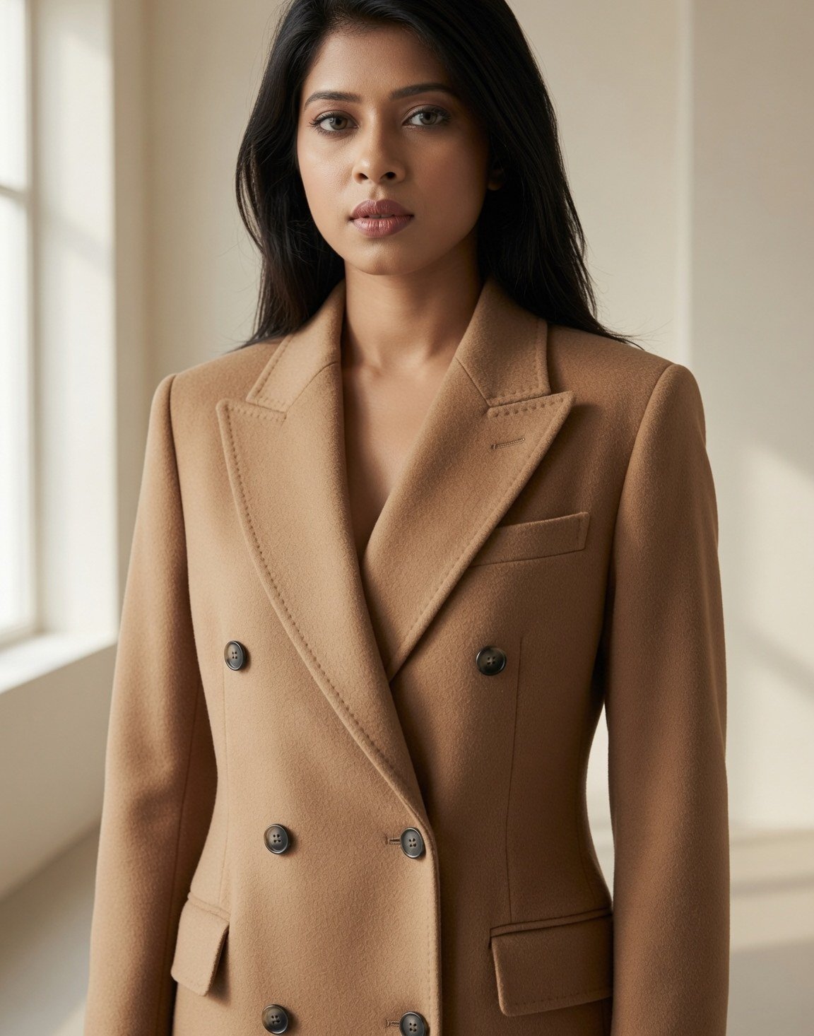 Double-breasted camel overcoat — view 5