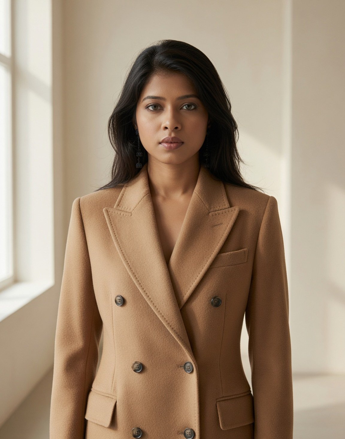 Double-breasted camel overcoat — view 8