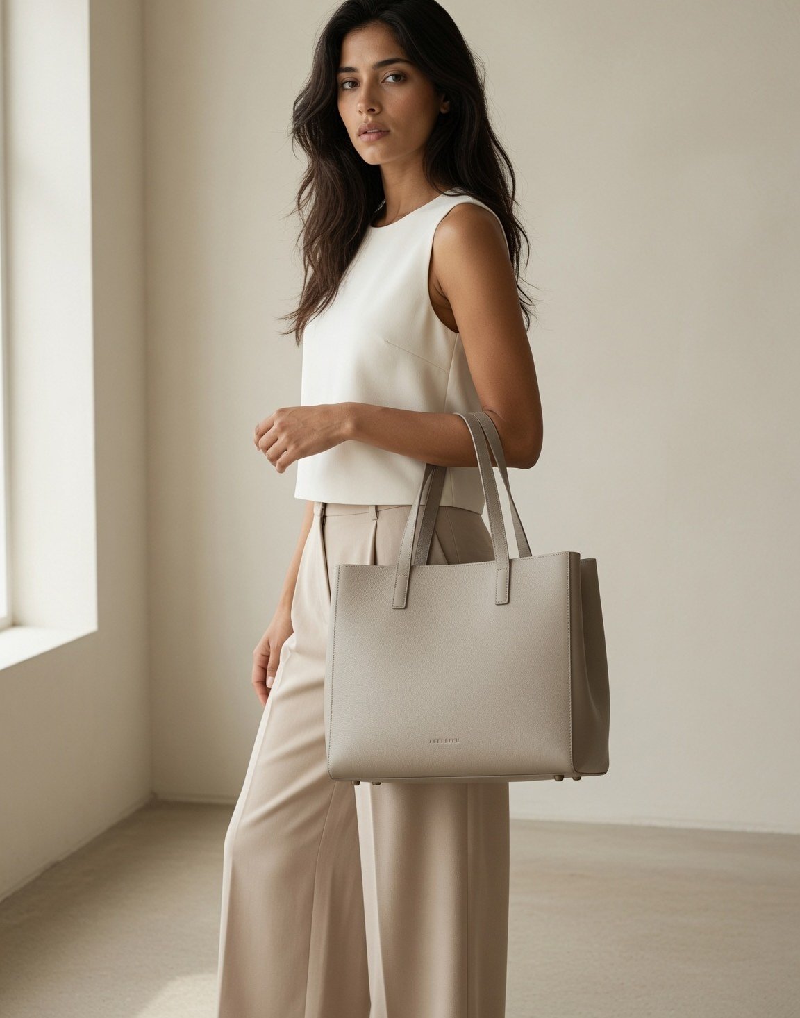 Grained leather tote — view 3