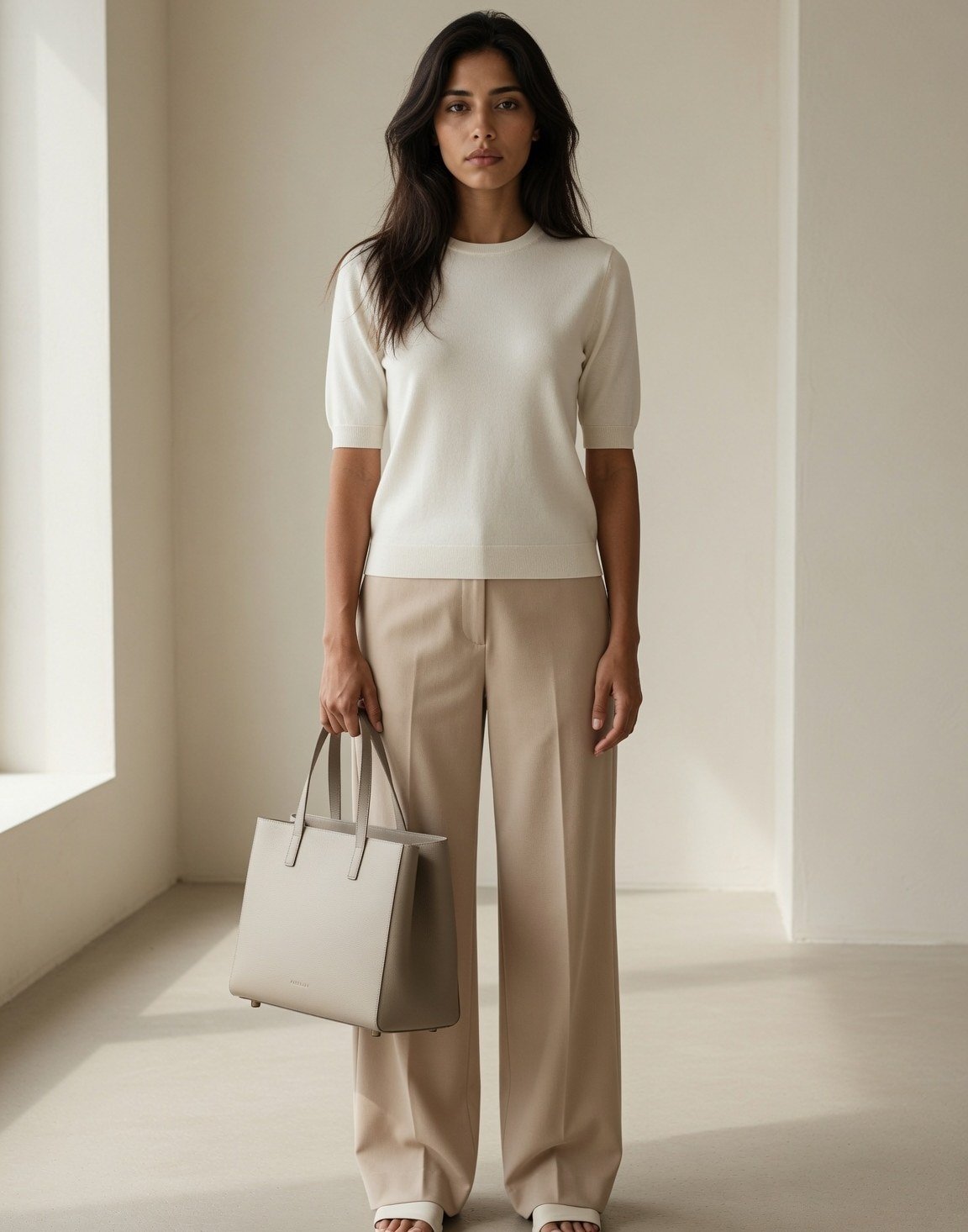 Grained leather tote — view 6
