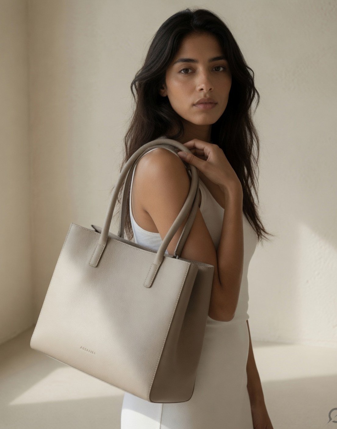 Grained leather tote — view 8