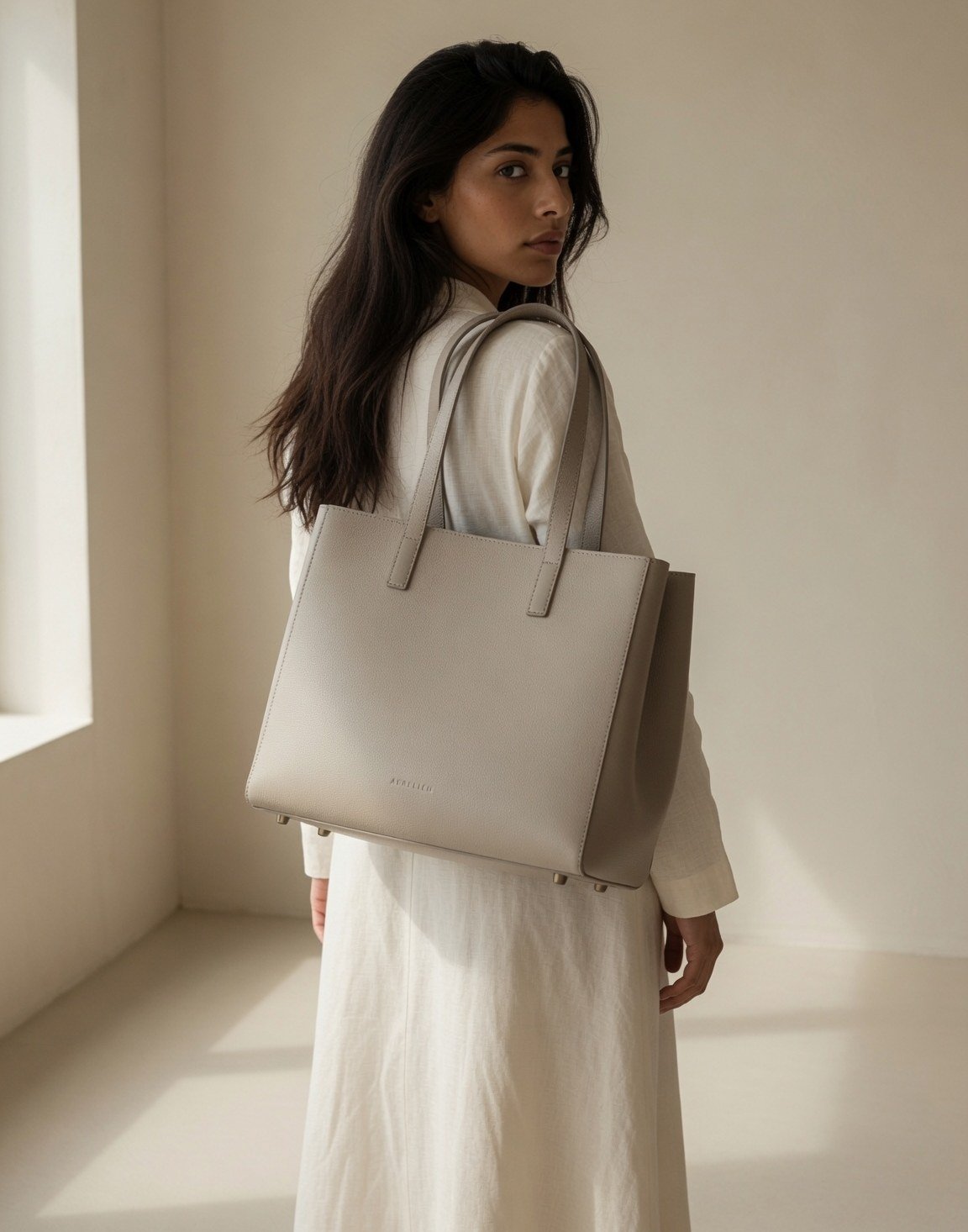 Grained leather tote — view 9