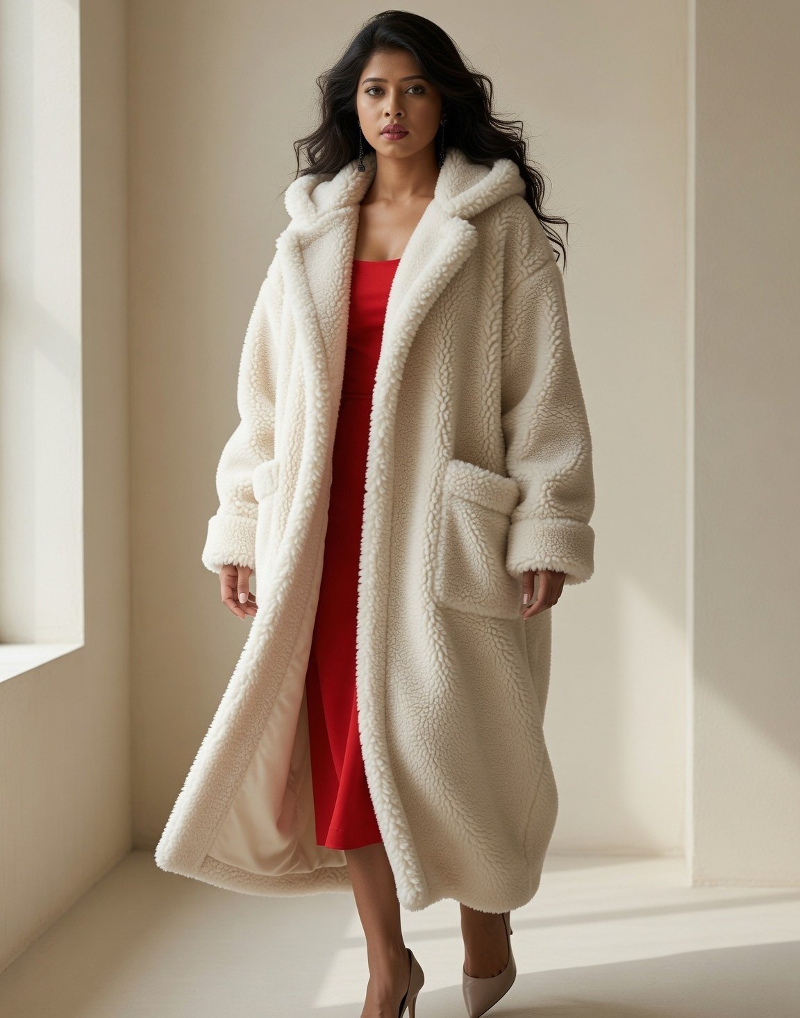 Hooded teddy coat — view 4