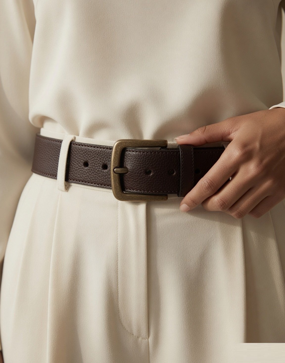 Grained leather belt — view 3