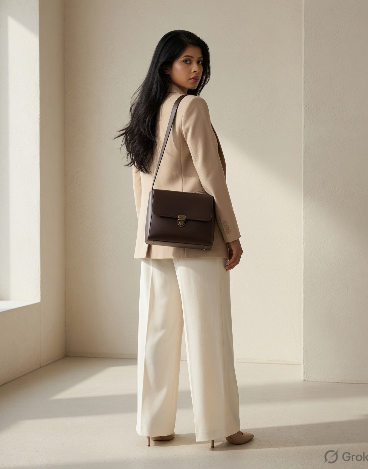 Structured leather shoulder bag — view 4