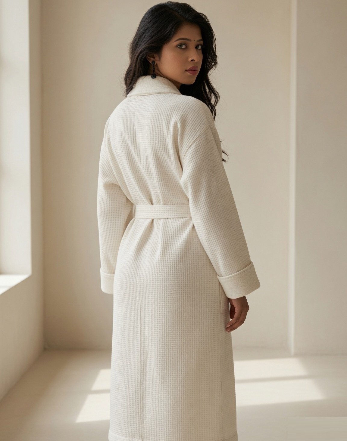 Waffle linen bath robe — view 6