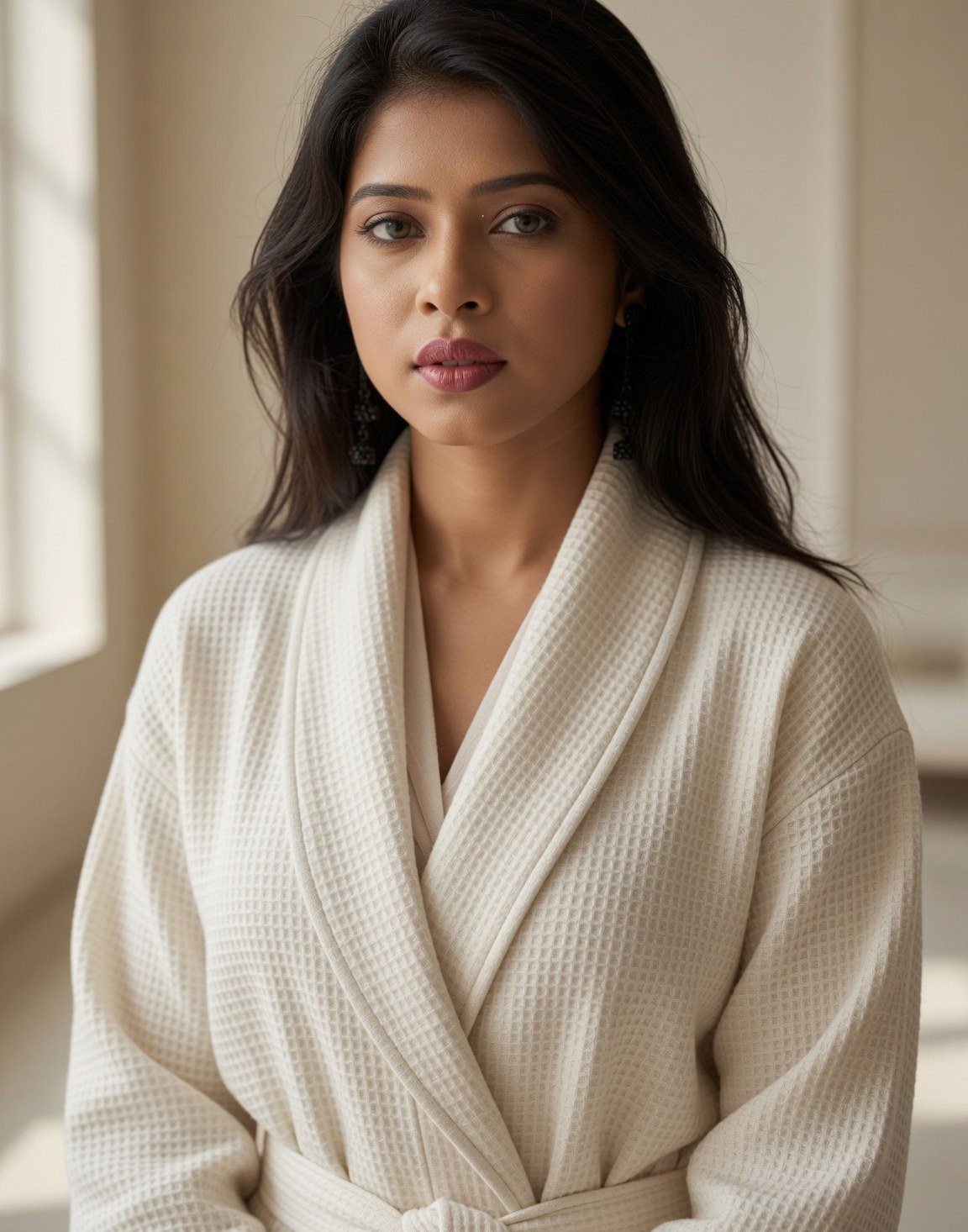 Waffle linen bath robe — view 7