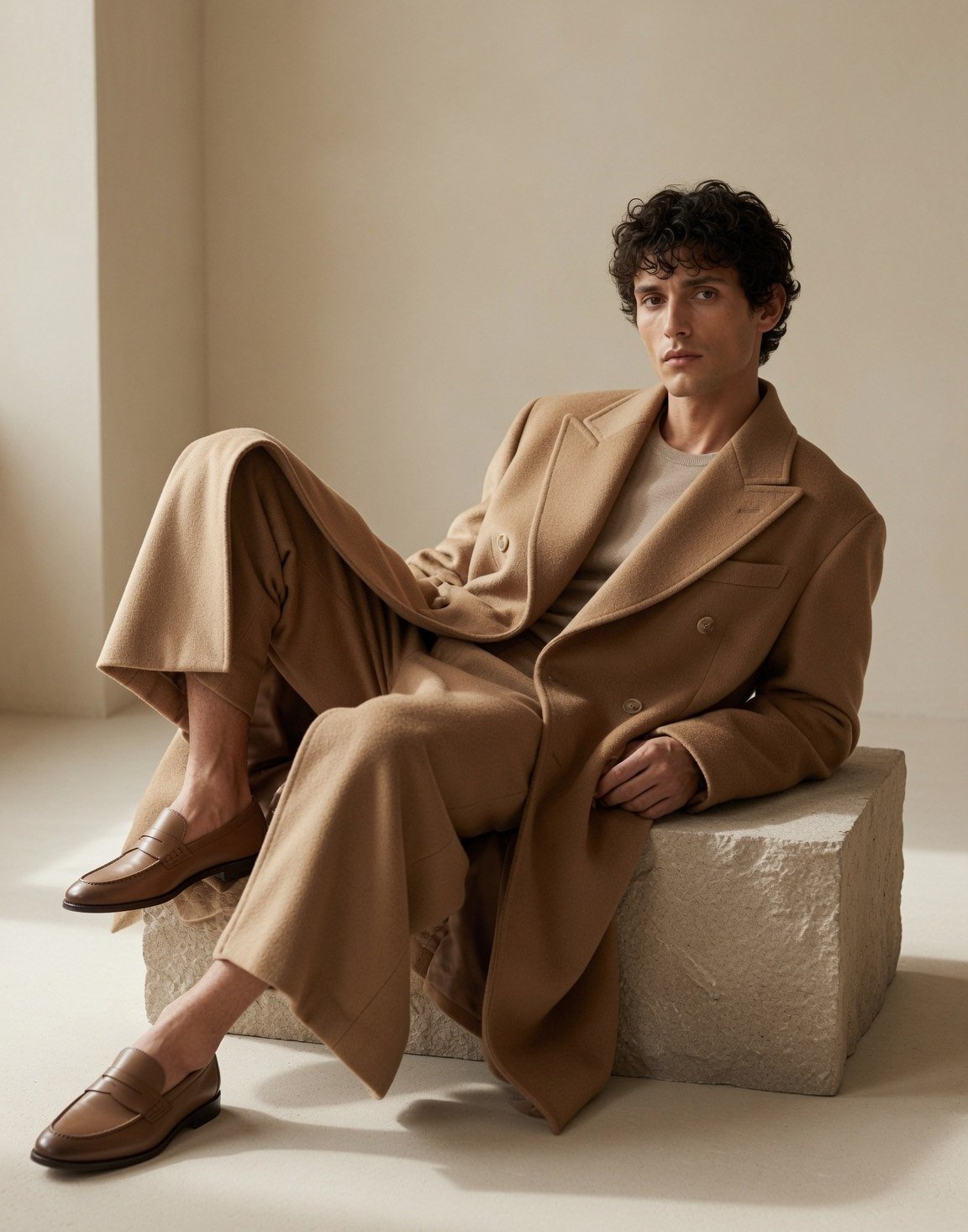 Double-breasted wool overcoat — view 6