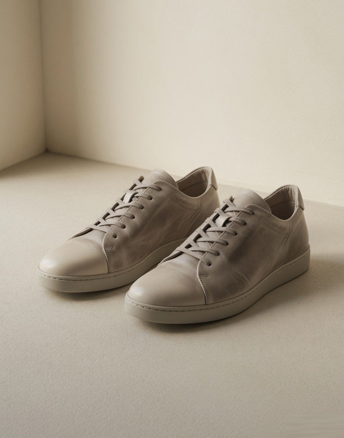 Washed leather sneakers