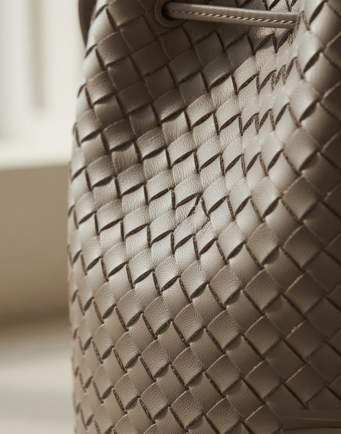 Woven leather bucket bag — view 3